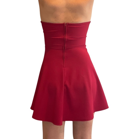 Lulus Dark Red Strapless Formal Dress with Plunging V-Neck | Medium - Picture 8 of 8